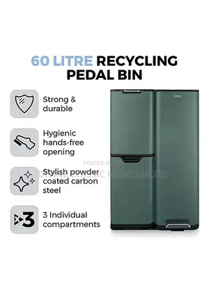 Tower 60lit Recycling Pedal Waste Bin