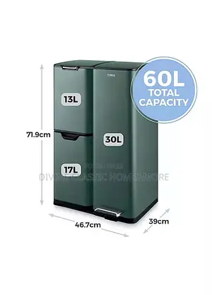 Tower 60lit Recycling Pedal Waste Bin