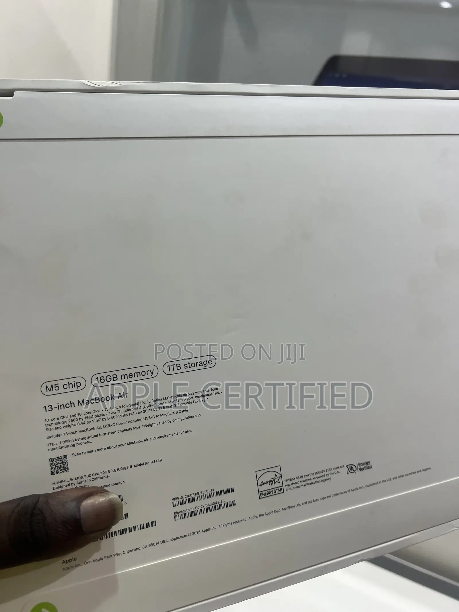 New Laptop Apple MacBook Air 2026 M5 16GB Apple M5 SSHD (Hybrid) 1T