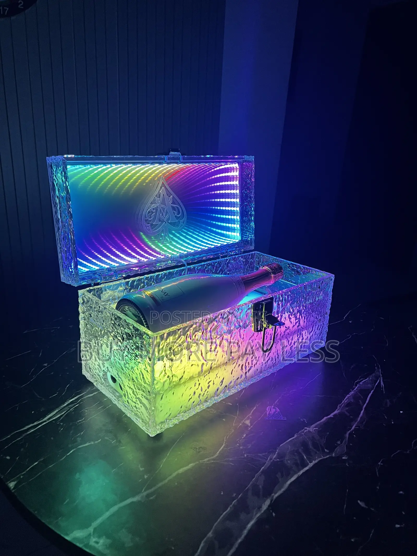 Ace of Spades Branded, LED-lighted Acrylic Bottle Display Case