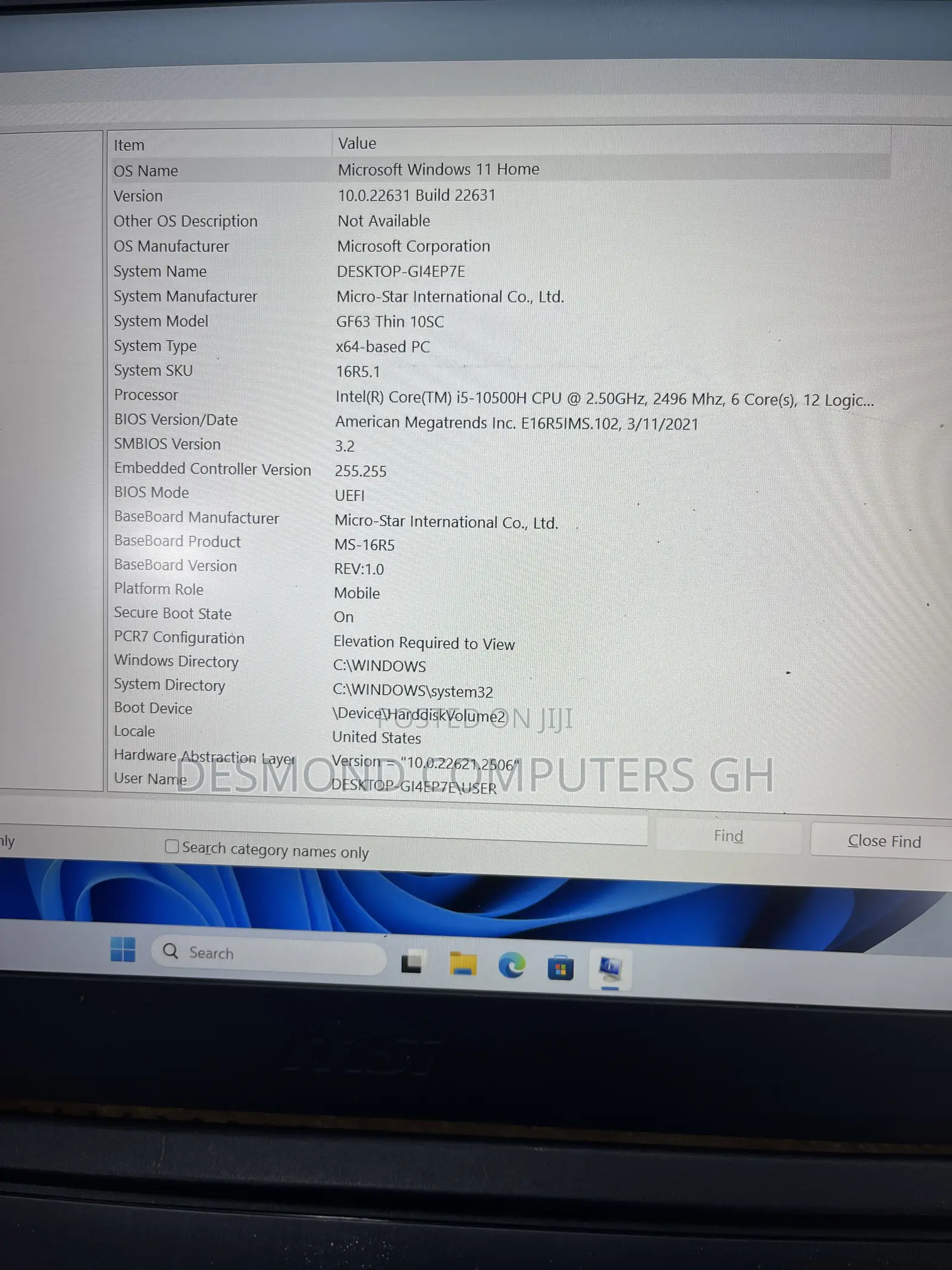 Laptop MSI GF63 16GB Intel Core i5 HDD+SSD 1.5T