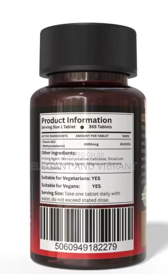 Vitamin B12 From Red Lebel UK. 365 Tablets for a Whole Year Support