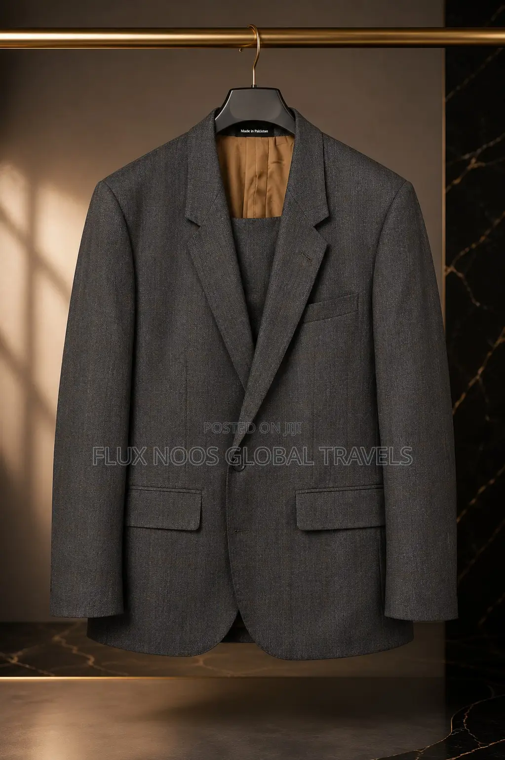 UK USED Men's Premium Grey Windowpane 2-Piece Suit Size 40 Jacket