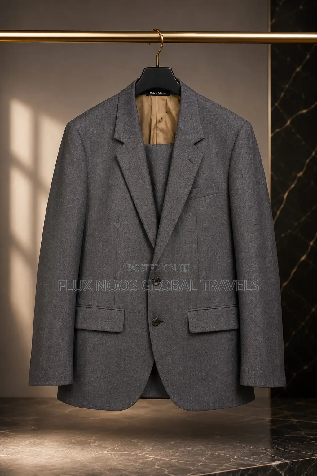 UK USED Men's Premium Grey Windowpane 2-Piece Suit Size 40 Jacket