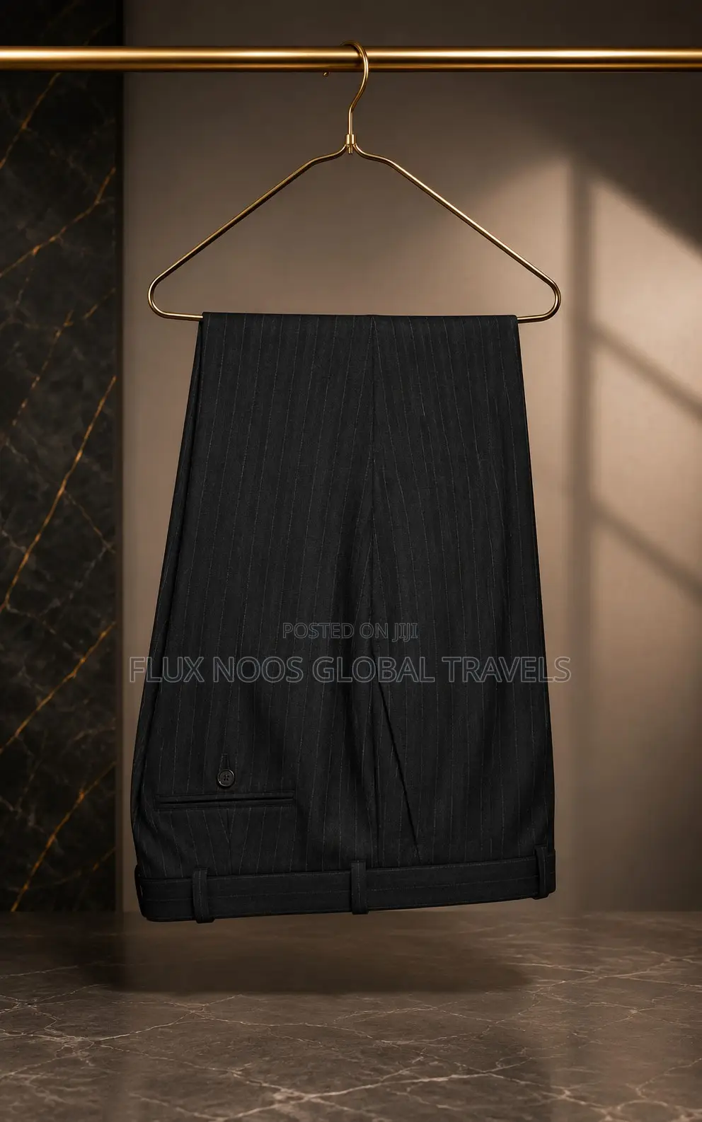 UK Used Men's Black Pinstripe Suit – Size XL (42) – Trouser Waist 40