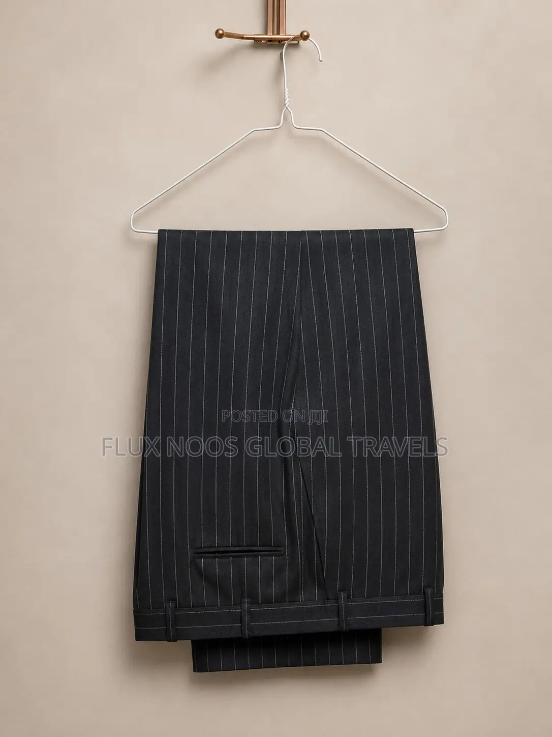 UK USED Men's Black Pinstripe Suit Jacket Size 40, Trouser Waist 40