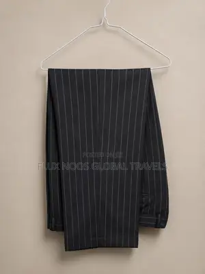 UK USED Men's Black Pinstripe Suit Jacket Size 40, Trouser Waist 40