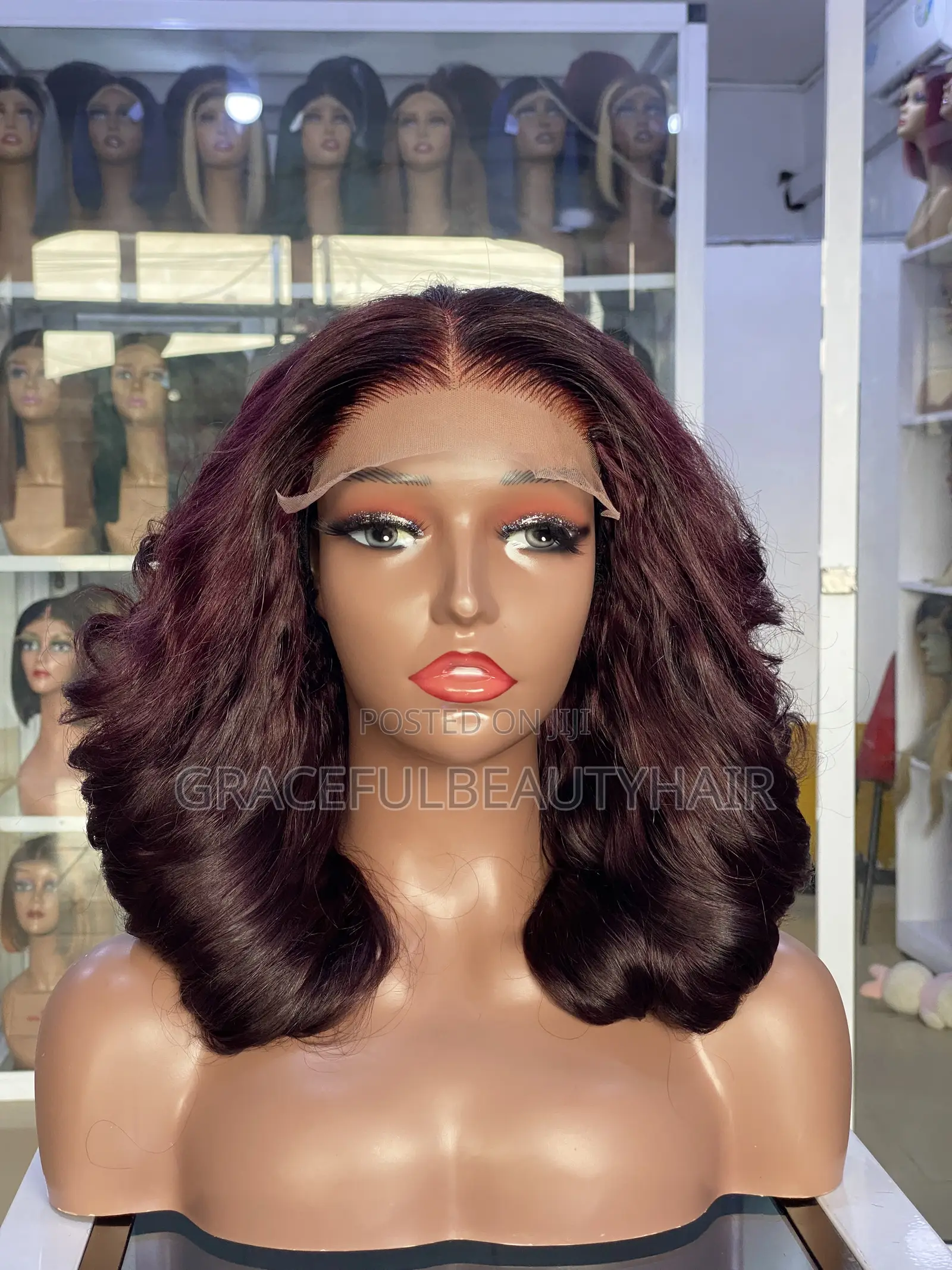 14 Inches Dark Burgundy Vietnam SDD Bouncy With 5x5 Closure
