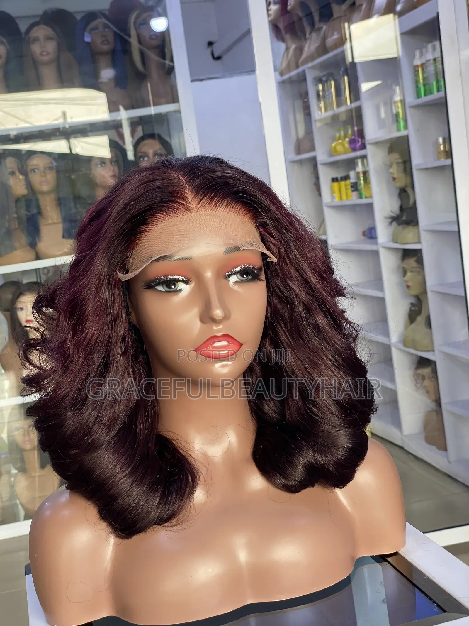 14 Inches Dark Burgundy Vietnam SDD Bouncy With 5x5 Closure