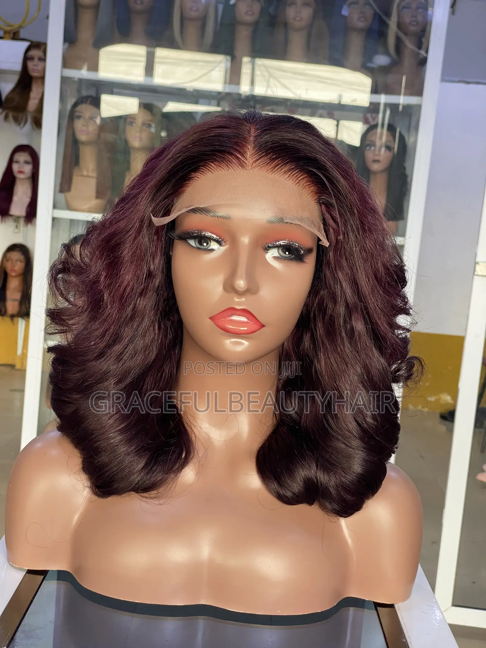 14 Inches Dark Burgundy Vietnam SDD Bouncy With 5x5 Closure