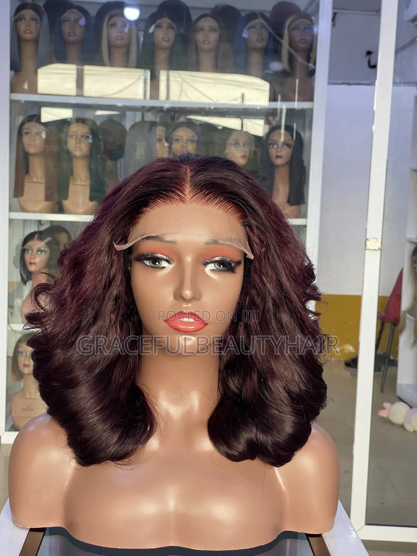 14 Inches Dark Burgundy Vietnam SDD Bouncy With 5x5 Closure