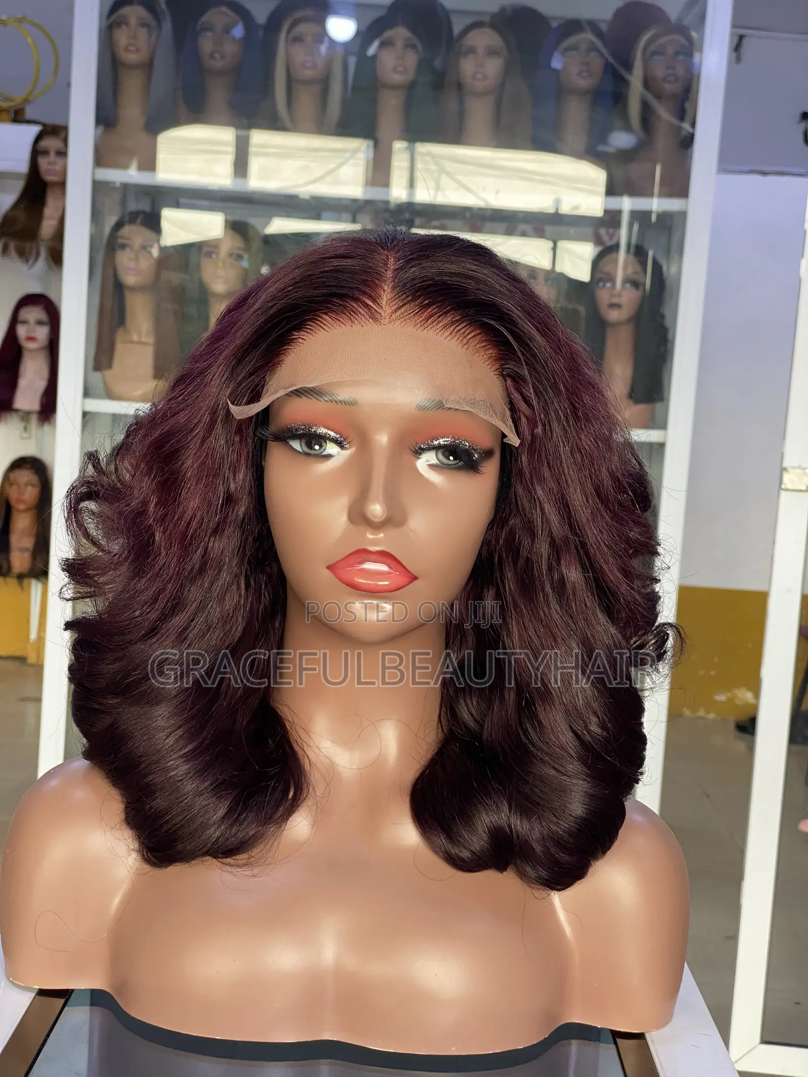 14 Inches Dark Burgundy Vietnam SDD Bouncy With 5x5 Closure