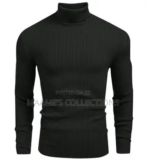 Unisex Plain Turtleneck Knit Sweater - Slim Fit