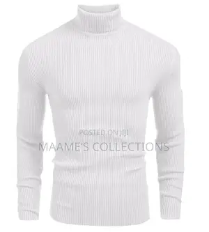 Unisex Plain Turtleneck Knit Sweater - Slim Fit