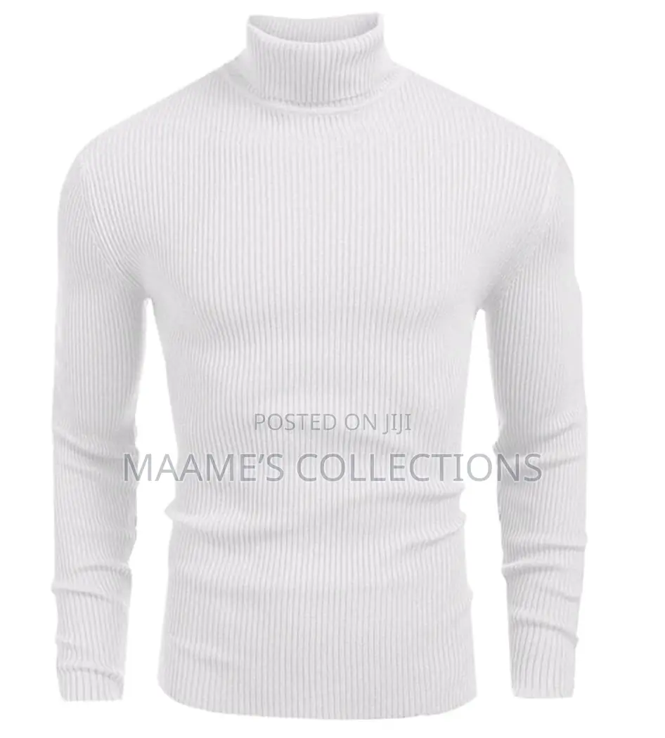 Unisex Plain Turtleneck Knit Sweater - Slim Fit