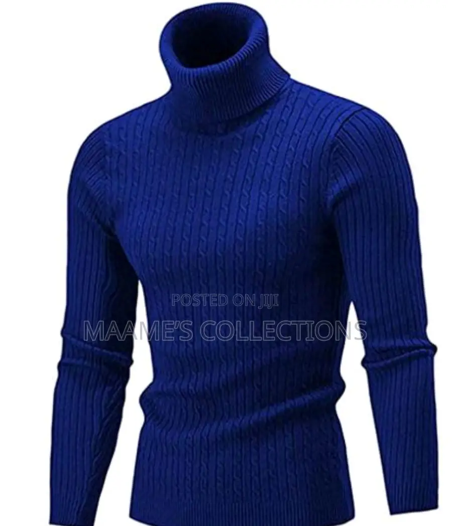 Unisex Plain Turtleneck Knit Sweater - Slim Fit