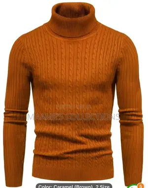 Unisex Plain Turtleneck Knit Sweater - Slim Fit