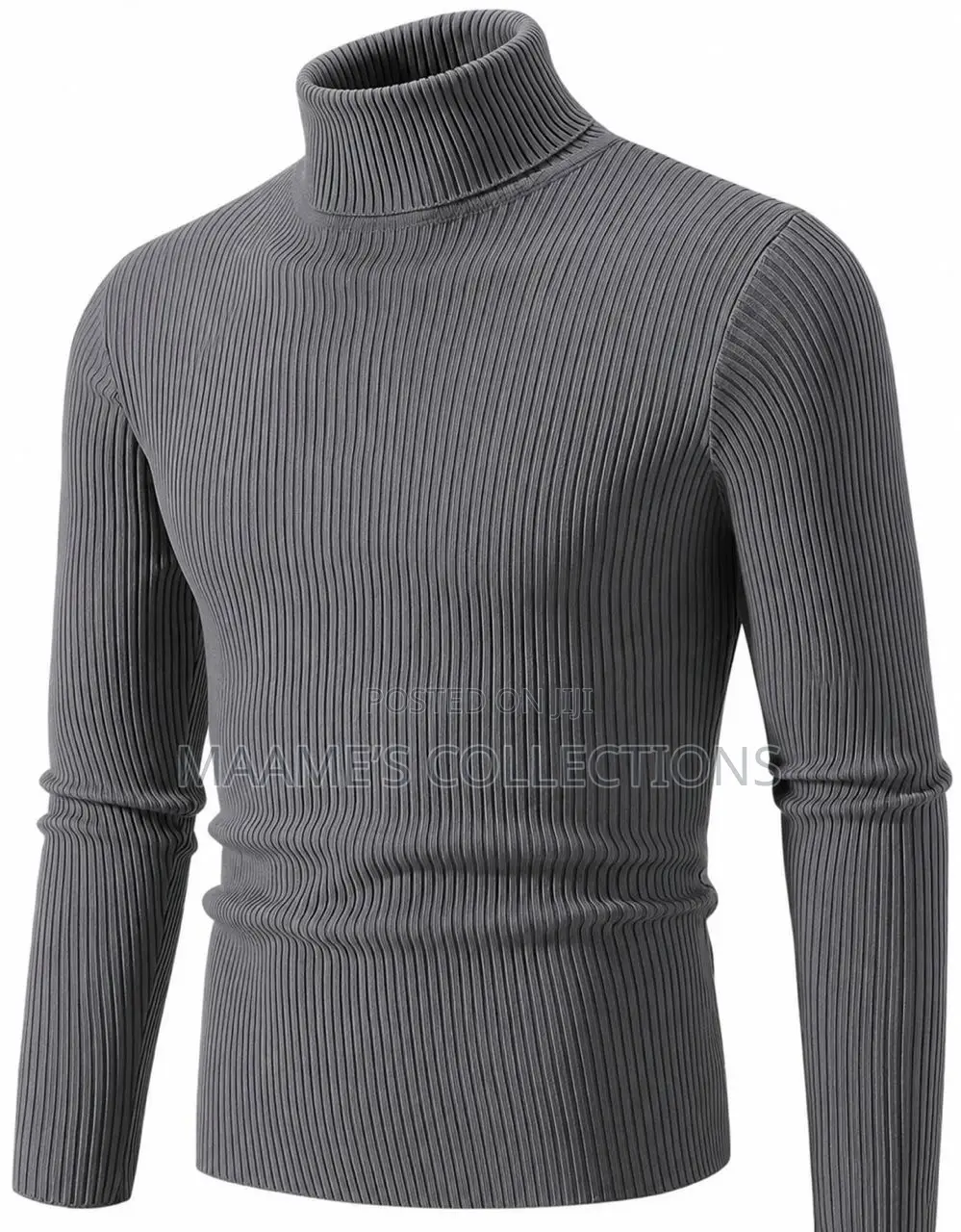 Unisex Plain Turtleneck Knit Sweater - Slim Fit