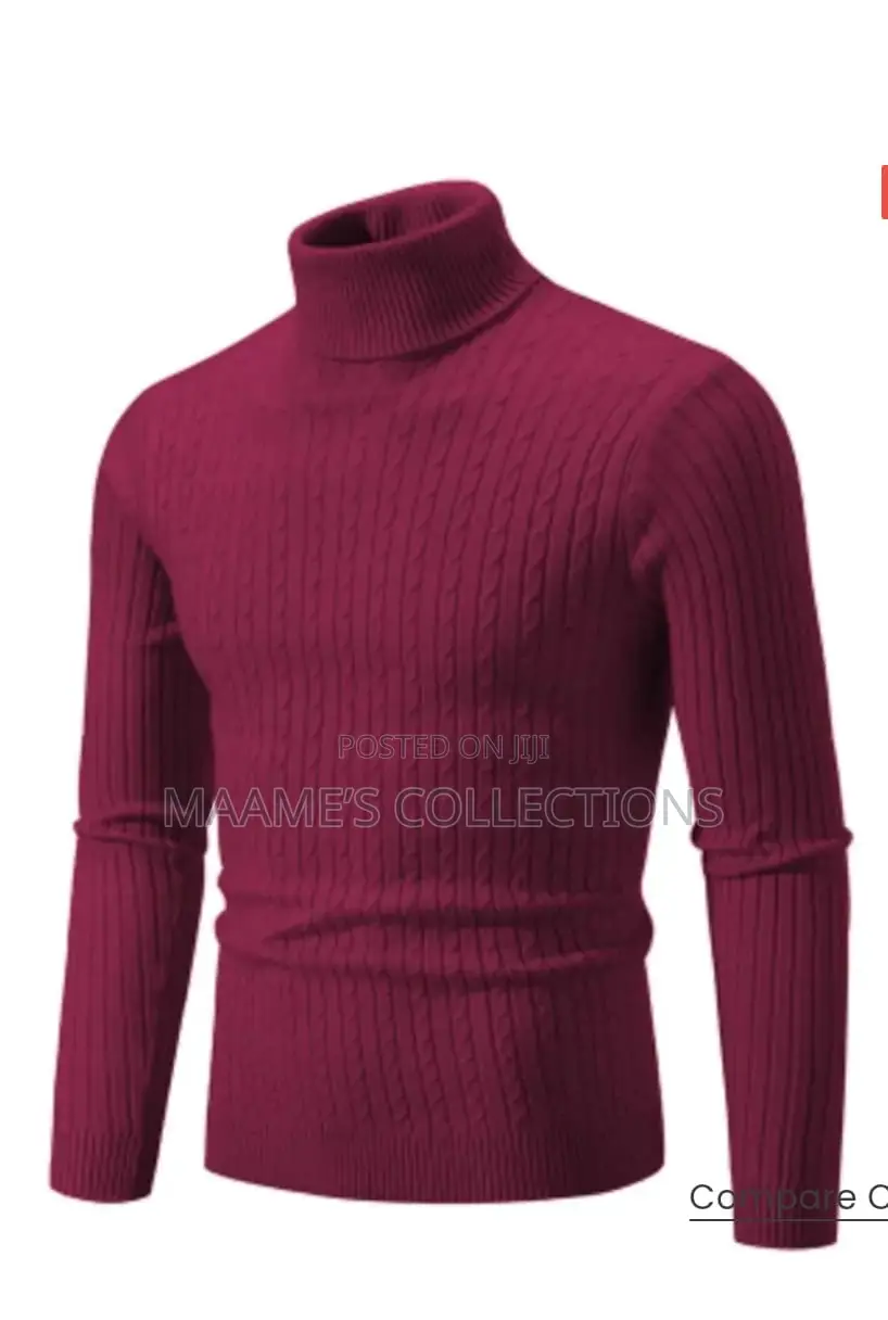 Unisex Plain Turtleneck Knit Sweater - Slim Fit