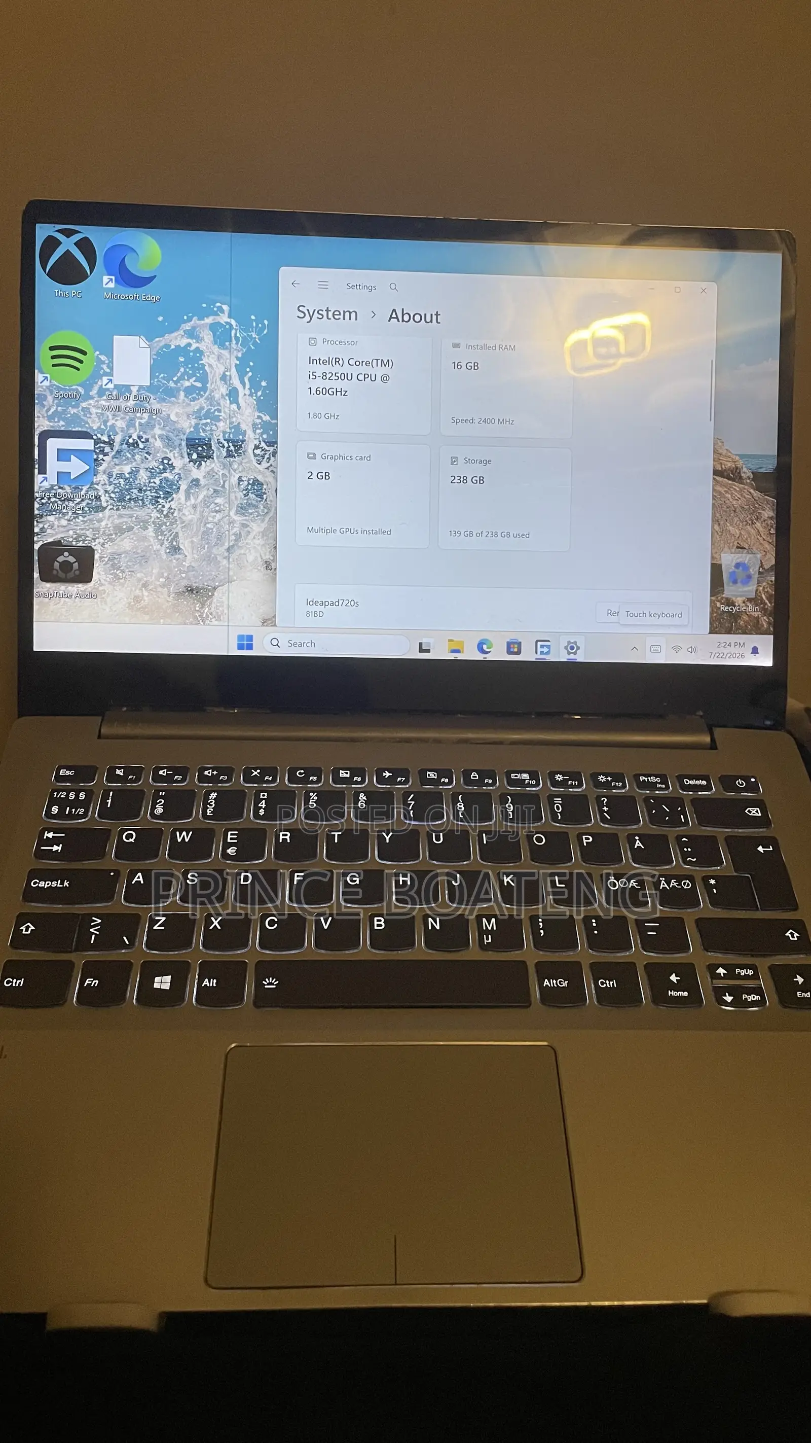 Laptop Lenovo IdeaPad 720S 16GB Intel Core i5 SSD 256GB