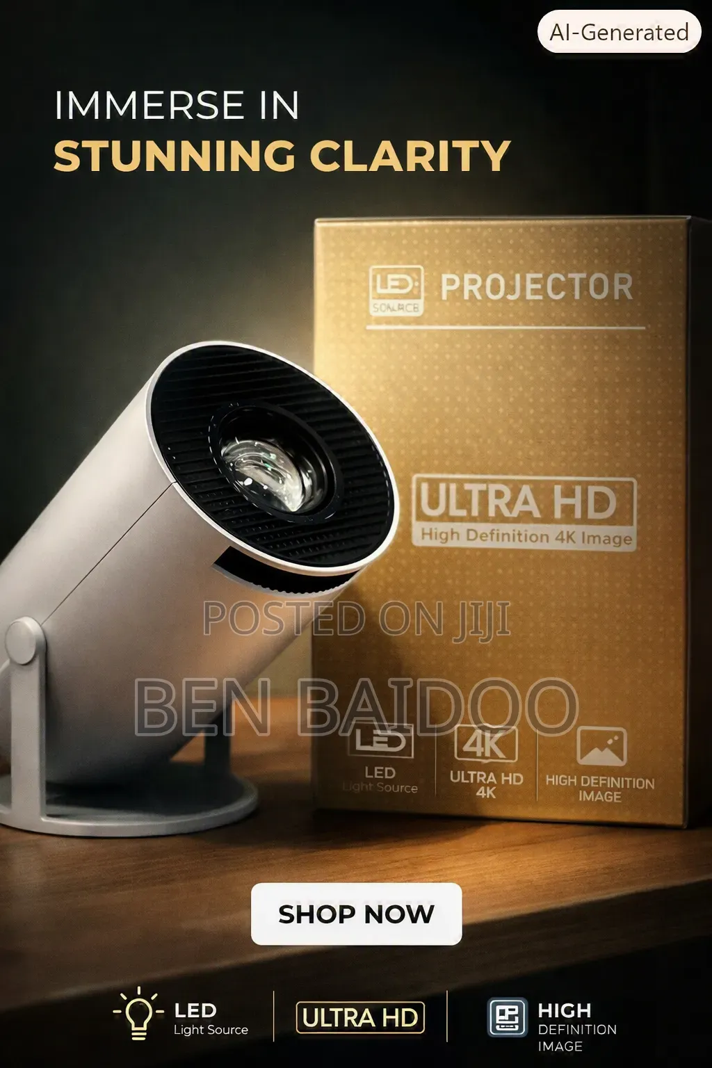 Ultra HD Smart Projector (Hi-Definition Images)