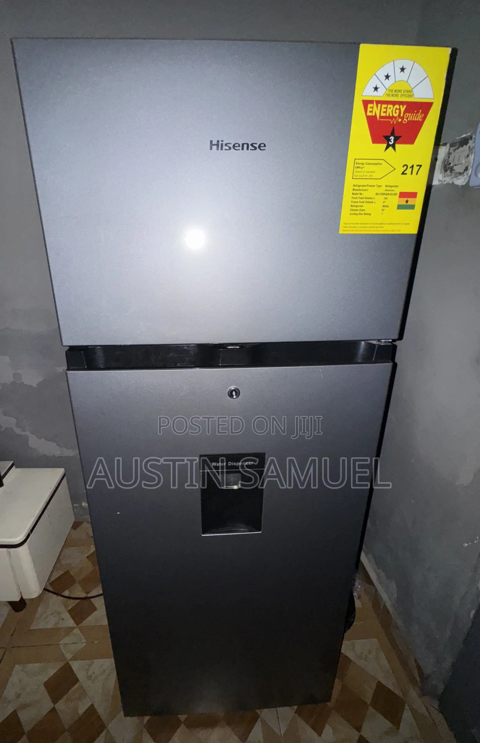 Slightly Used Hisense Refrigerator With Dispenser (217) Litres