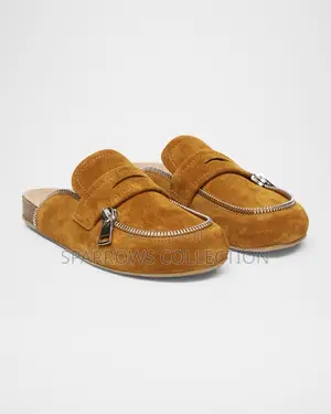 JW Anderson Biker Brown Suede Zipper Mule