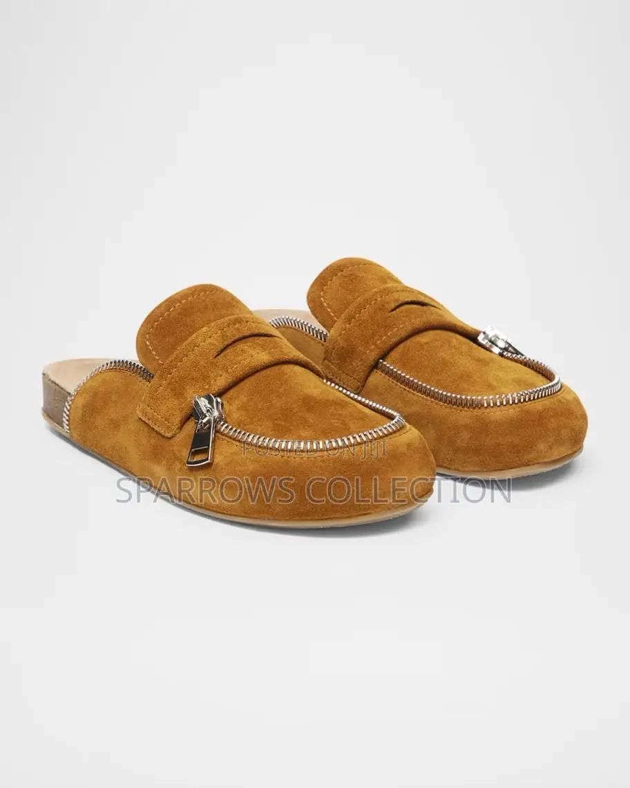 JW Anderson Biker Brown Suede Zipper Mule