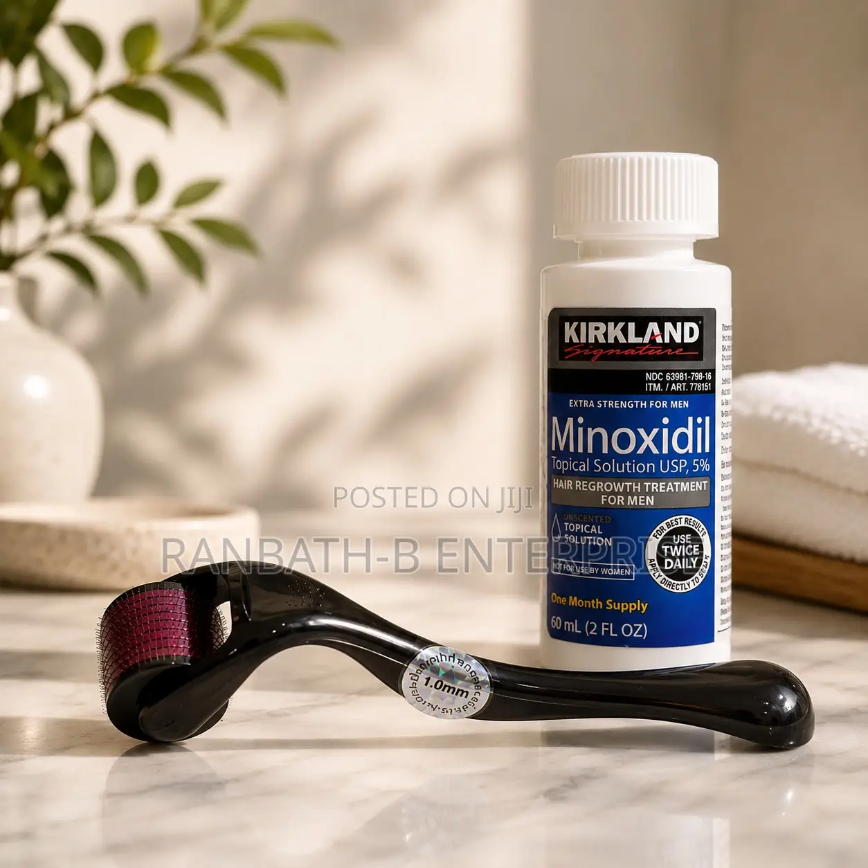 Kirkland Minoxidil 5% + Derma Roller Hair Growth Combo