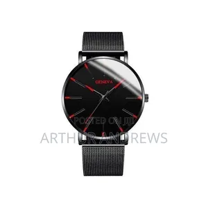 Men's Black 5-in-1 Stainless Steel Watch Bracelet Set