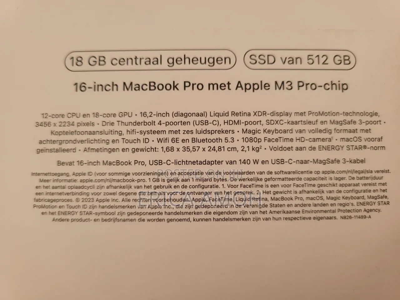 New Laptop Apple MacBook Pro 2024 M3 18GB Apple M3 Pro SSD 512GB