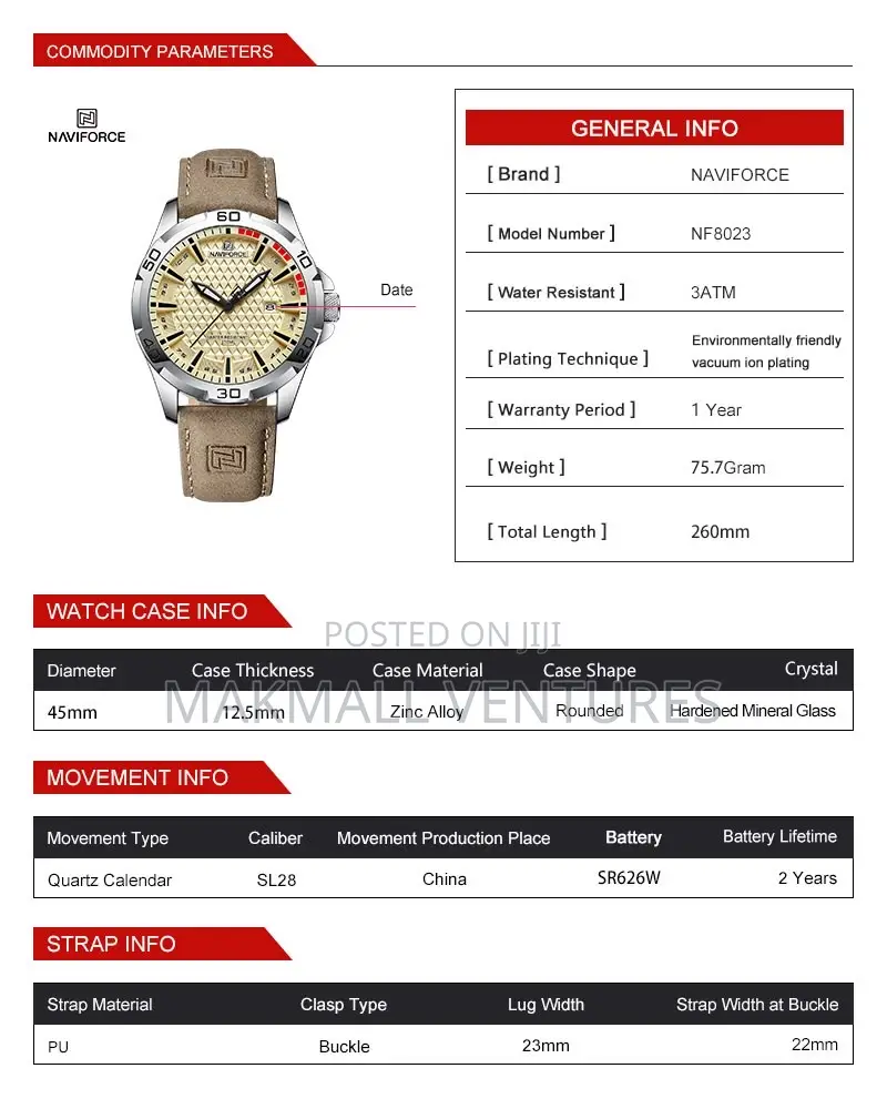 Naviforce Men Leather Watch (NF 8023)