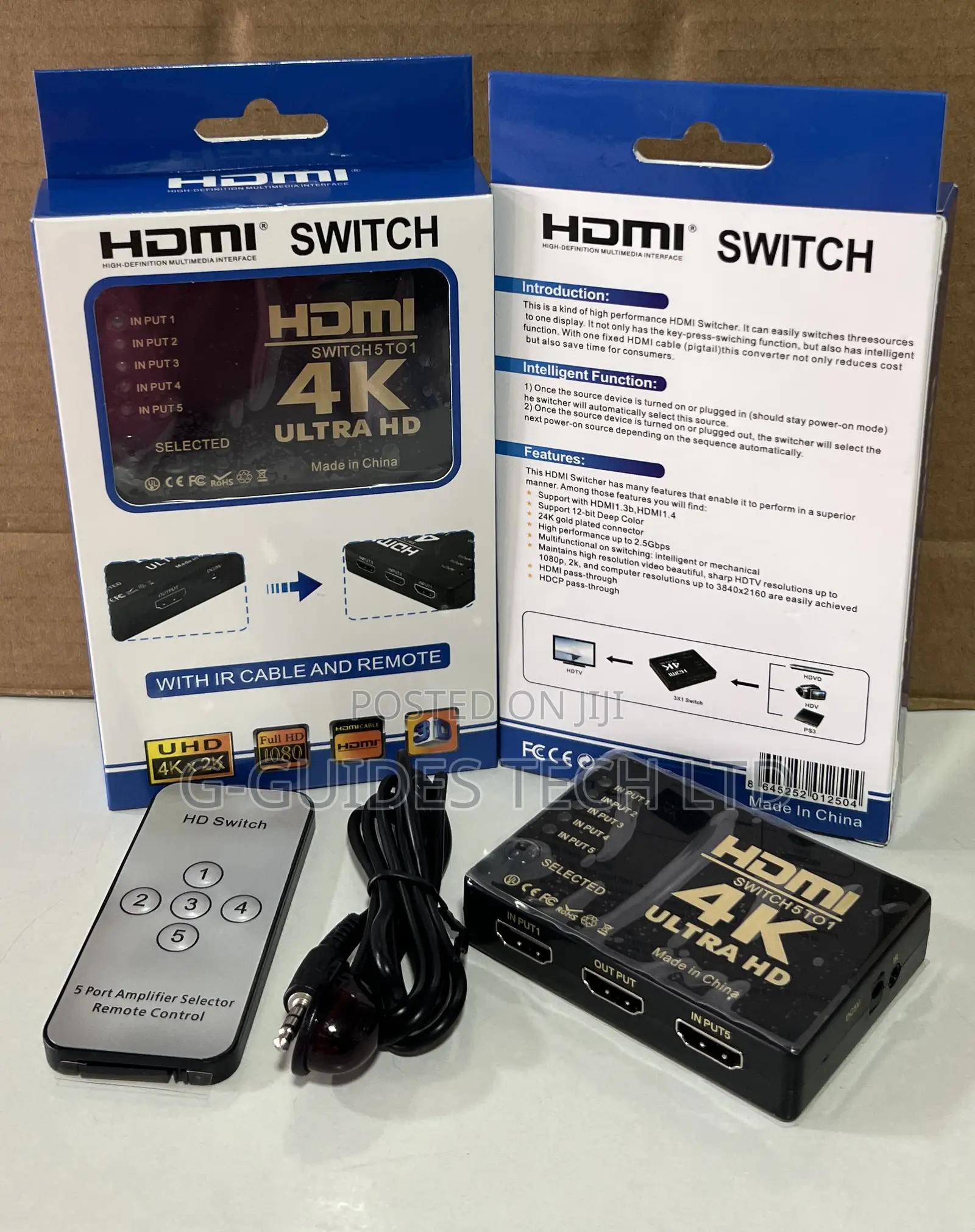 5-Port Hdmi Switch, 5-Input 1-Output Hdmi Switcher