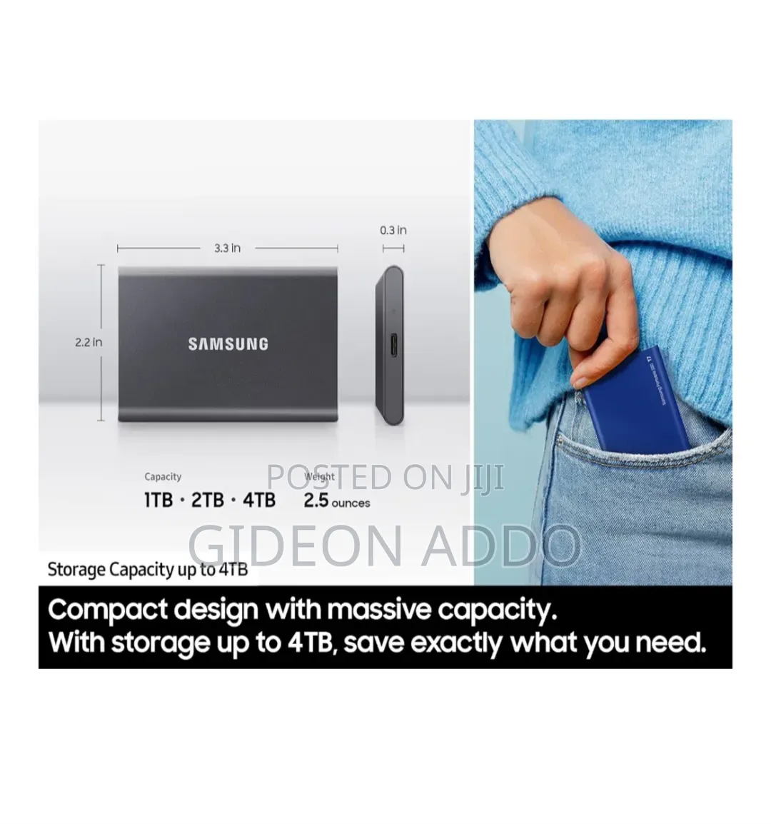 Samsung T7 Portable SSD, 1TB External