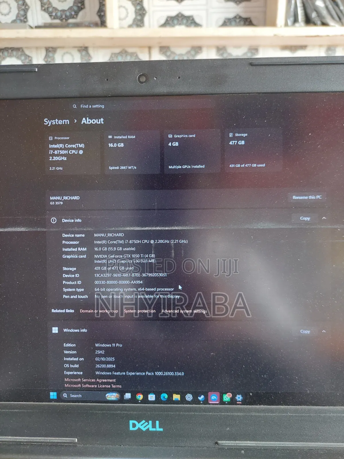 Laptop Dell G3 15 3579 16GB Intel Core i7 SSHD (Hybrid) 512GB