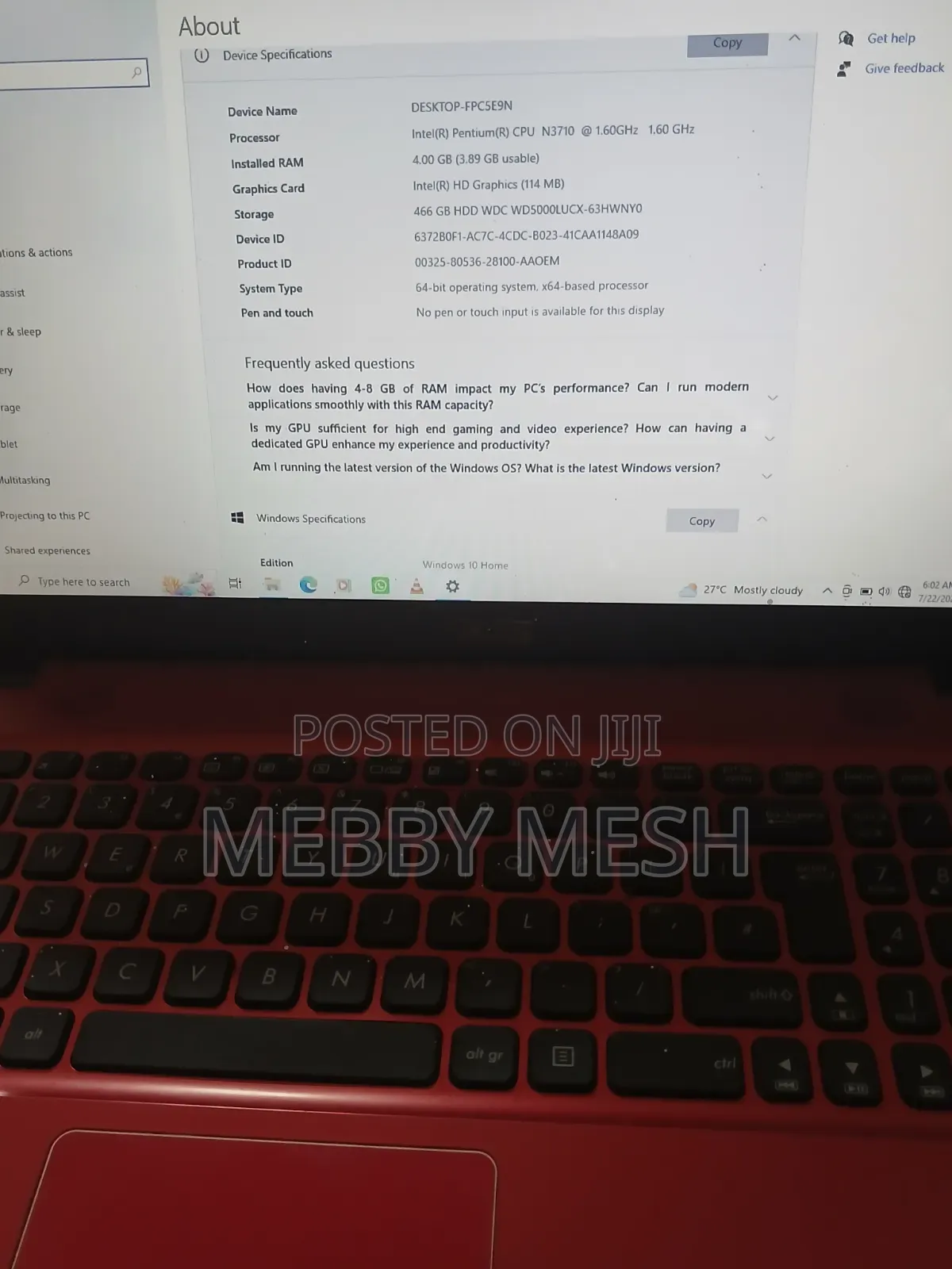 Laptop Asus A42DE 4GB Intel Core i5 SSD 350GB