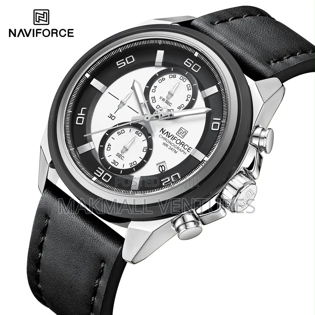 Naviforce Men Leather Chronograph Watch (NF 8075)