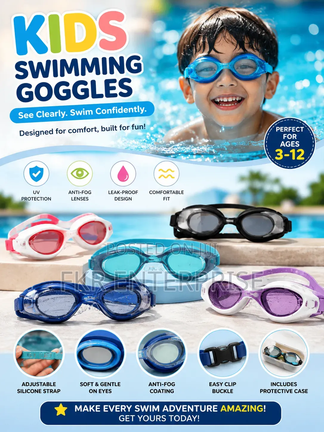 Kids Swimming Goggles With Ear Protection