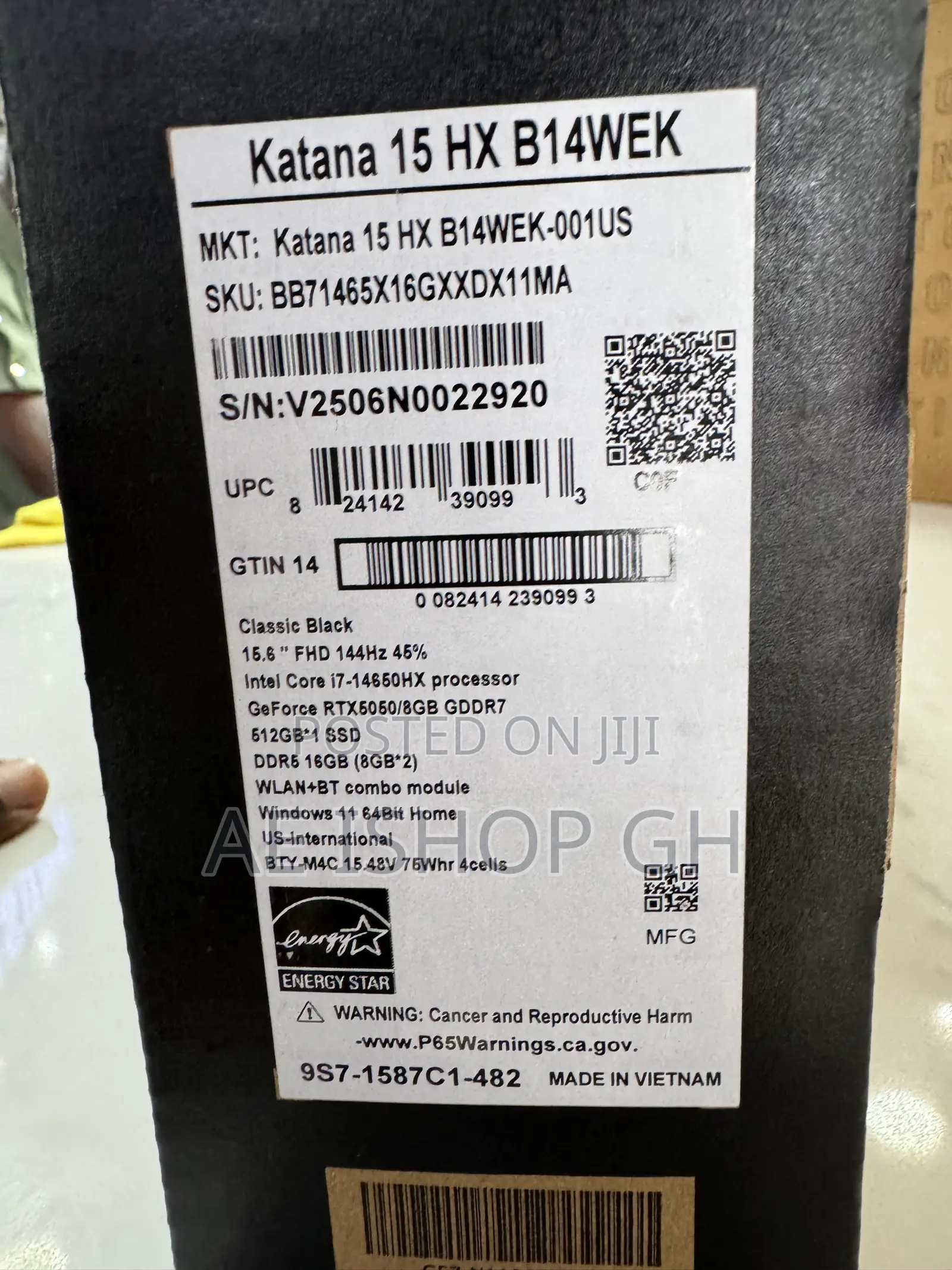 New Laptop MSI Katana 15 16GB Intel Core i7 SSD 512GB
