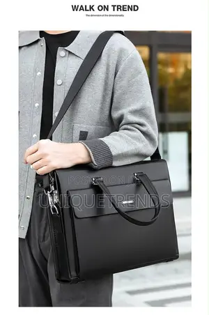High Quality Leather Briefcase/Laptop Bag (Black)
