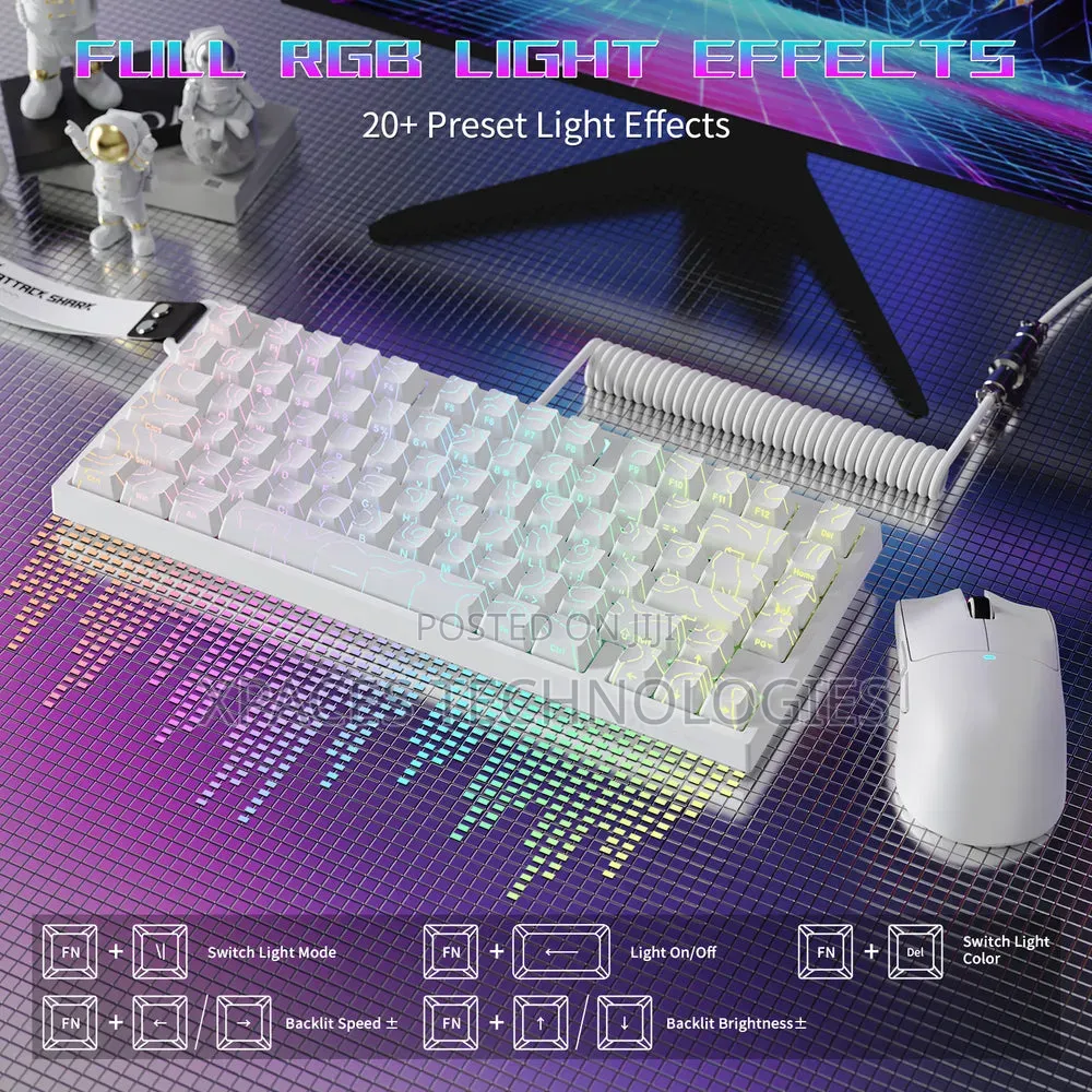 Attack Shark R82he Rt Wired RGB Mechanical Gaming Keyboard-White