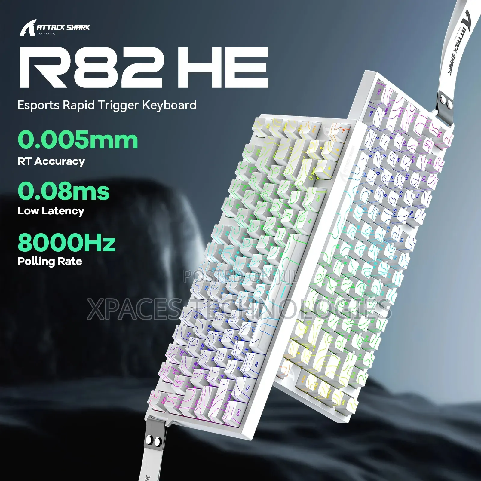 Attack Shark R82he Rt Wired RGB Mechanical Gaming Keyboard-White