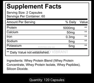 Whey Protein Supplement, 5000mg Per Servings