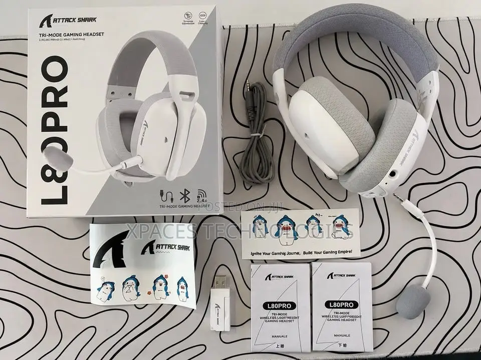 ATTACK SHARK L80 Wireless Gaming Headset, 2.4Ghz USB Gaming, Bluetooth