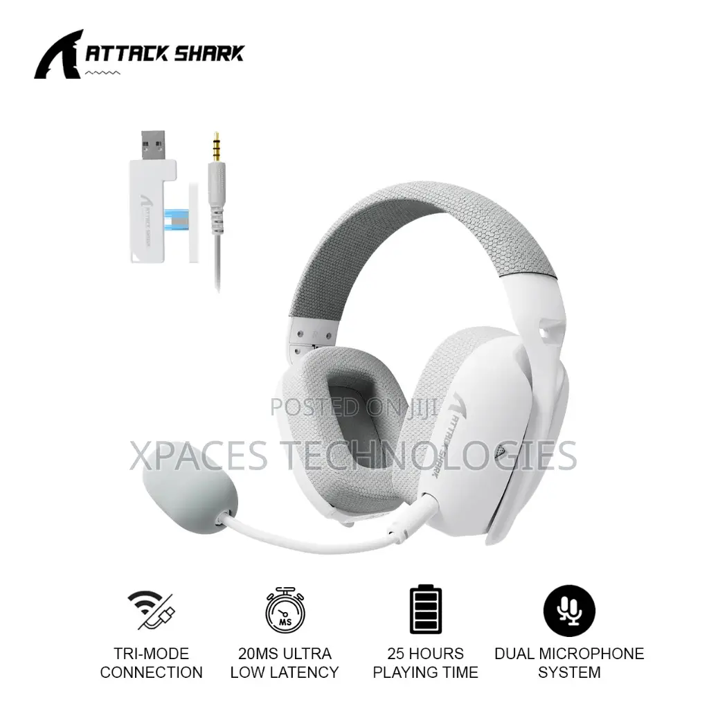 ATTACK SHARK L80 Wireless Gaming Headset, 2.4Ghz USB Gaming, Bluetooth