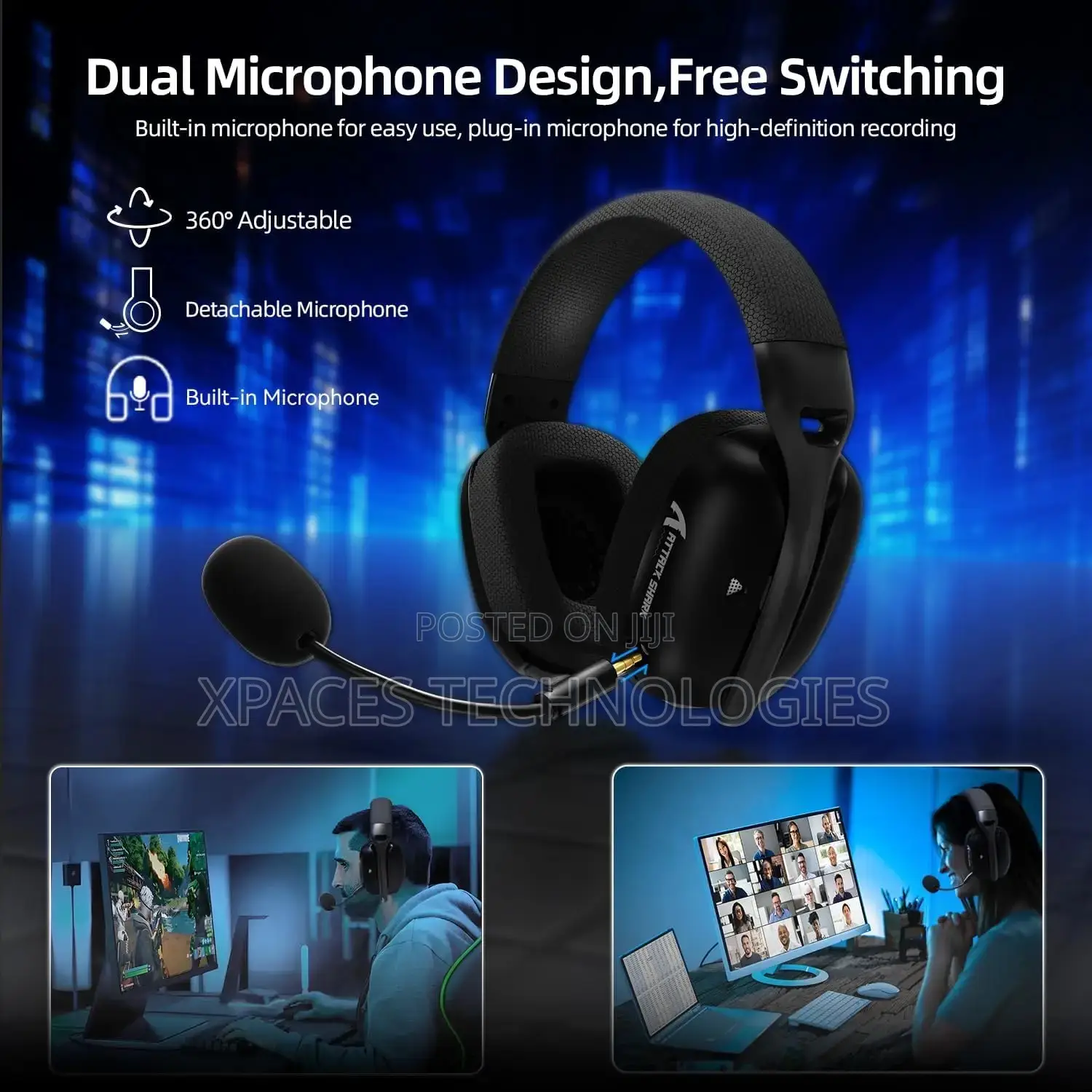 ATTACK SHARK L80 Wireless Gaming Headset, 2.4Ghz USB Gaming, Bluetooth