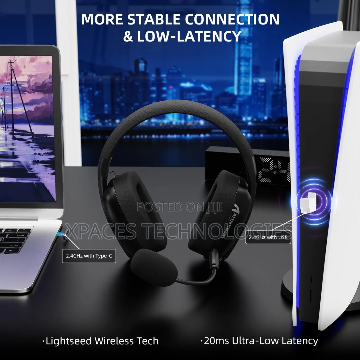 ATTACK SHARK L80 Wireless Gaming Headset, 2.4Ghz USB Gaming, Bluetooth