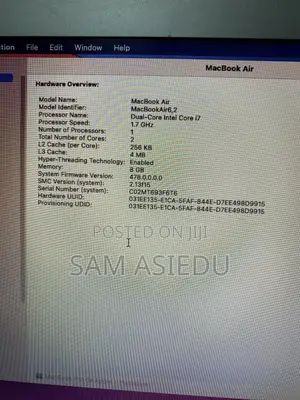 Laptop Apple MacBook Air 16GB Intel Core i7 HDD 128GB