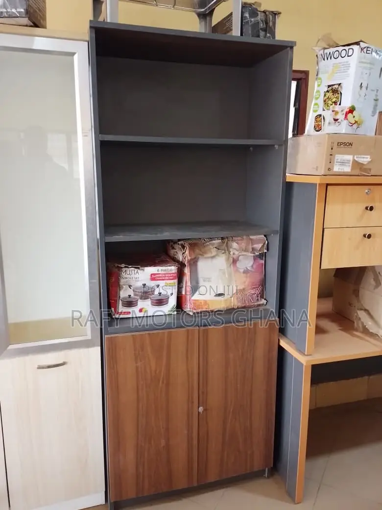 Modern 3 Open Shelves Storage Cabinet With 2-Door Cupboard