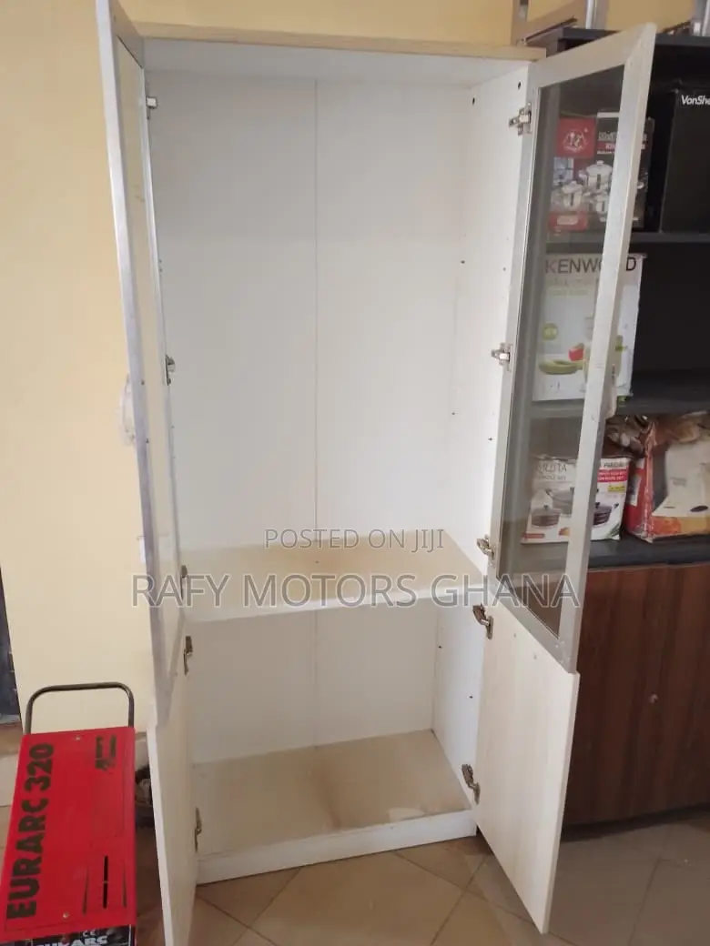 Modern Glass Display Cabinet With 2 Doors Lower Storage Cupboard